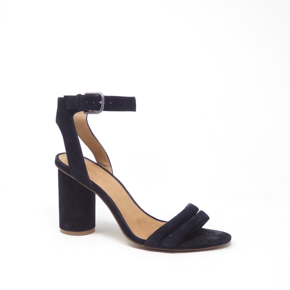 Madewell Rosalie Women Sandals Black Suede Block Heel Ankle Strap 8.5 - Picture 1 of 10